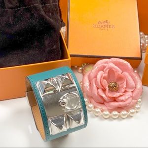 Hermes Collier De Chien Bracelet in Malachite